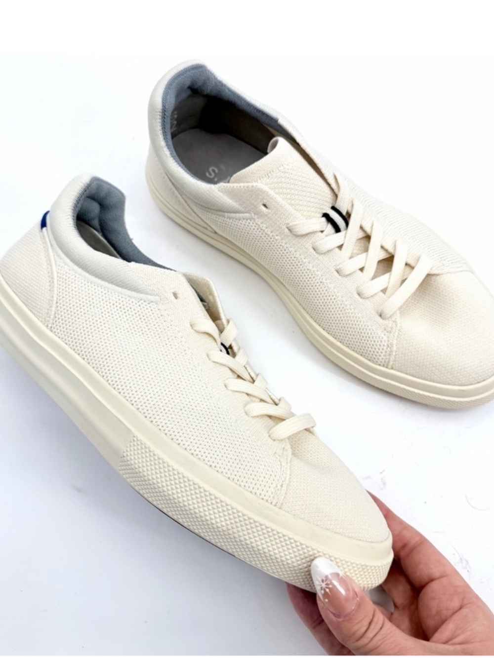 Rothy’s Rothy's Man Size 12 The Sneaker Bone White Knit Lace Up - Picture 4 of 8